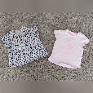 Baby Girl 2 T-shirts Pink and Gray Size 4-6 Months